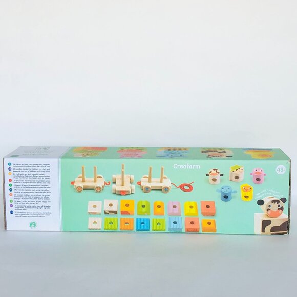 New Sealed Djeco Creaferme Wooden Train Push/Pull Along Stacking Toy - Picture 3 of 16